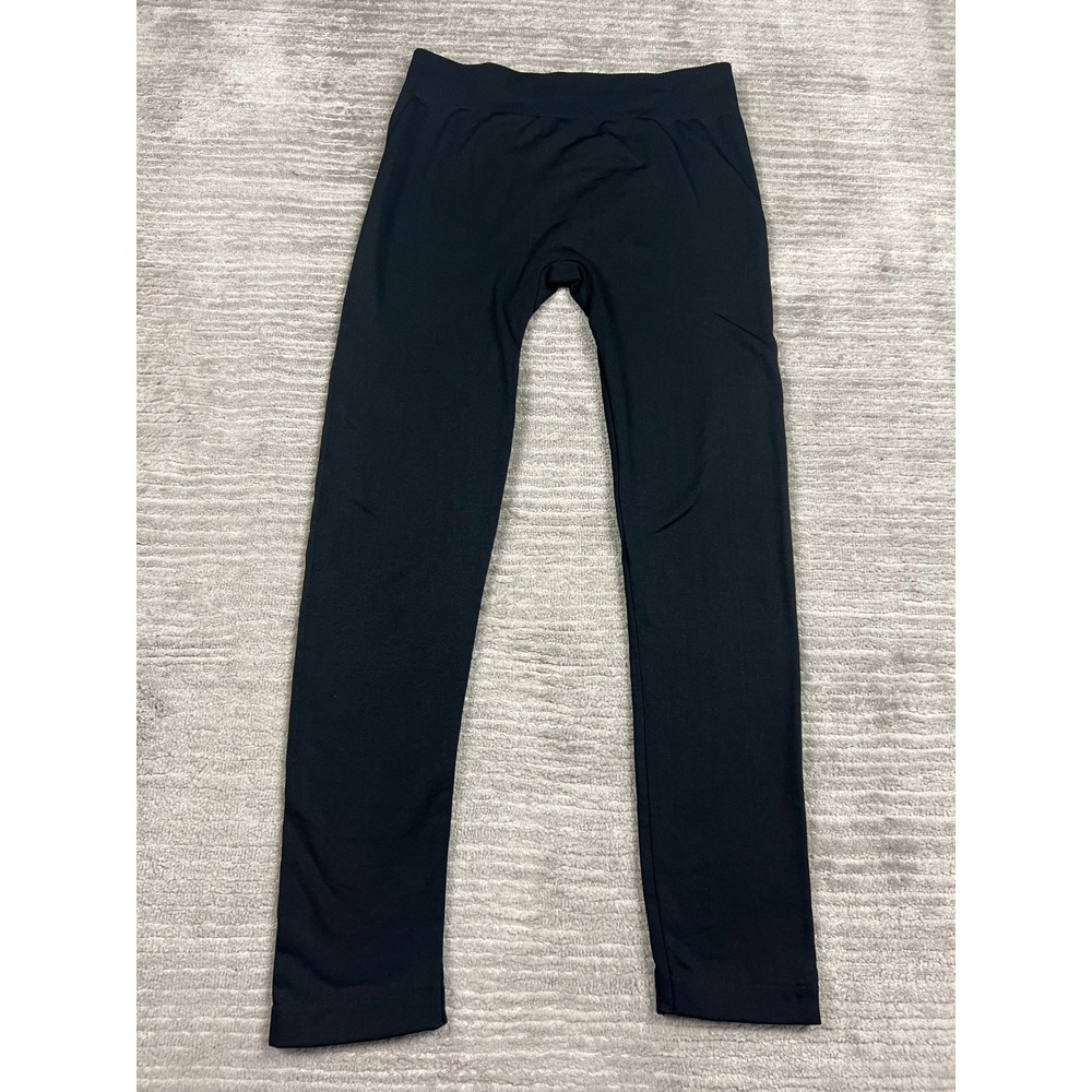 Time and Tru Leggings Womens L Black BLKSOT TTL49715S Fleece Lined Solid Stretch